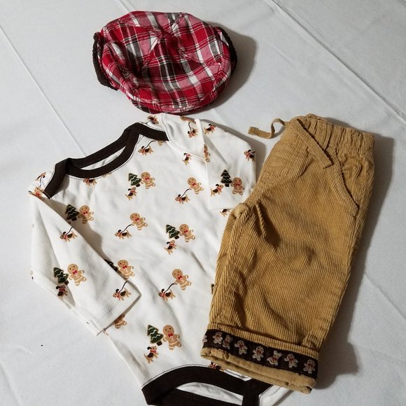 Gymboree 3-6 Month Gingerbread Boy Pants, Bodysuit, Hat & 0-3 socks Outfit NWT - Picture 3 of 6